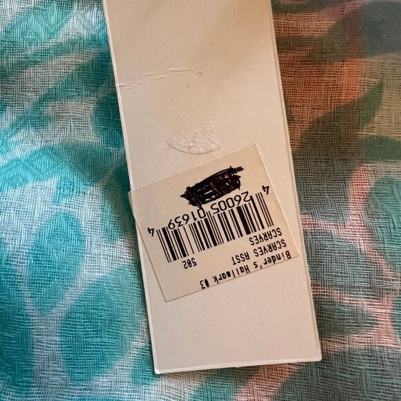 LOF Love of Fashion Light Blue, White, Coral Wrap Scarf NWT - Picture 4 of 4